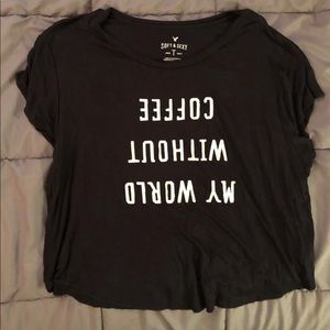 American Eagle coffee cropped graphic tee